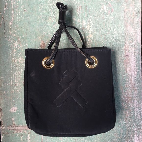 Lancel Paris black quilted mini bag pouch leather drawstring bag made in Italy​ - Picture 1 of 13